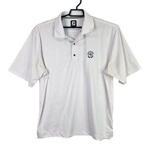 Mens Footjoy White Golf Polo Shirt Polyester Blend Stretch Short Sleeve Size XL